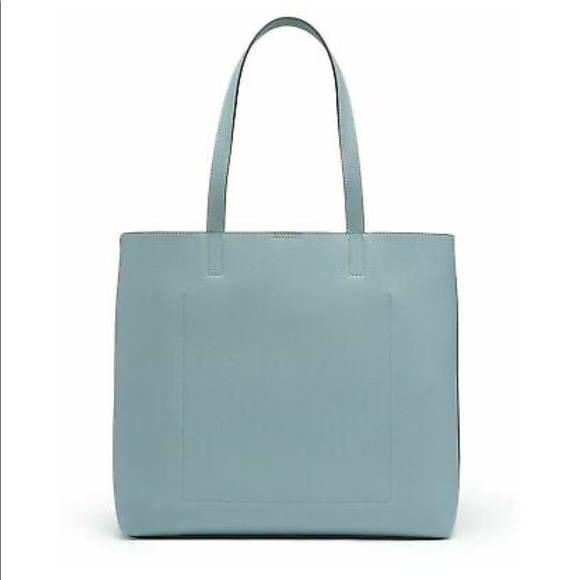 Calvin Klein Rachel Leather Large Tote Blue Mist - Picture 3 of 9